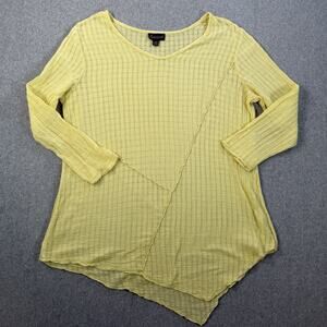 Apropos Women's Medium Yellow Asymmetrical Hem Gauzy Tunic Top Lightweight